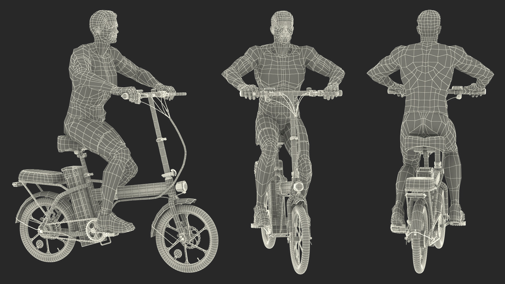 Cyclist on White Electric Colorway Bike 3D model