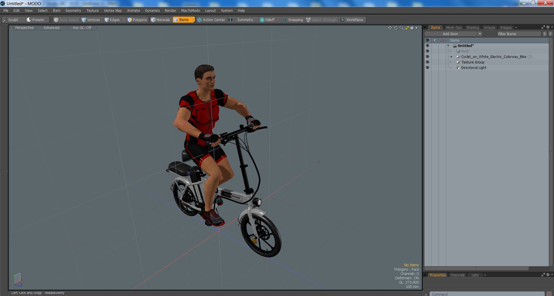 Cyclist on White Electric Colorway Bike 3D model