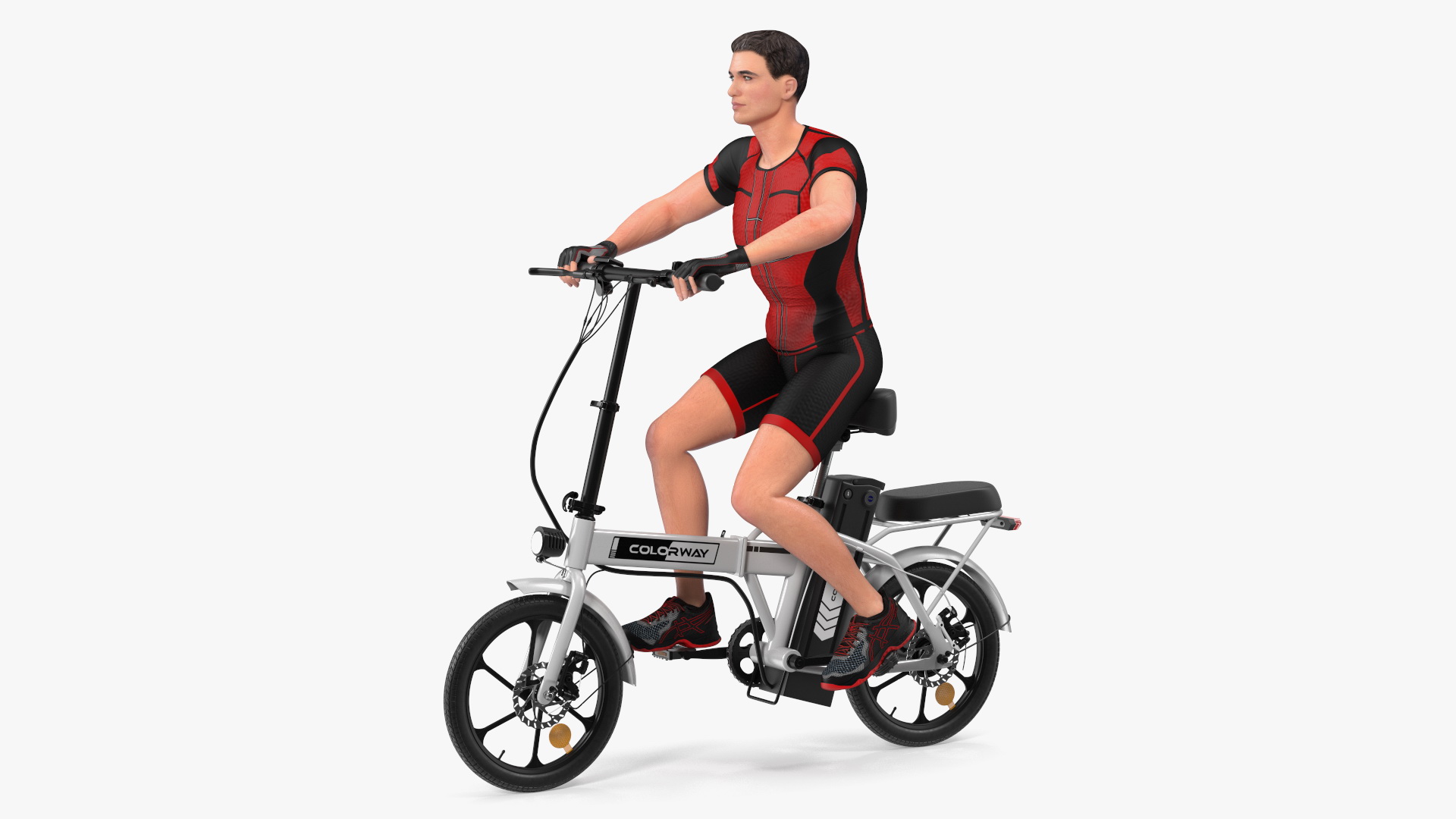Cyclist on White Electric Colorway Bike 3D model