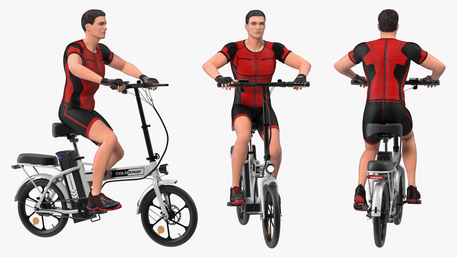 Cyclist on White Electric Colorway Bike 3D model