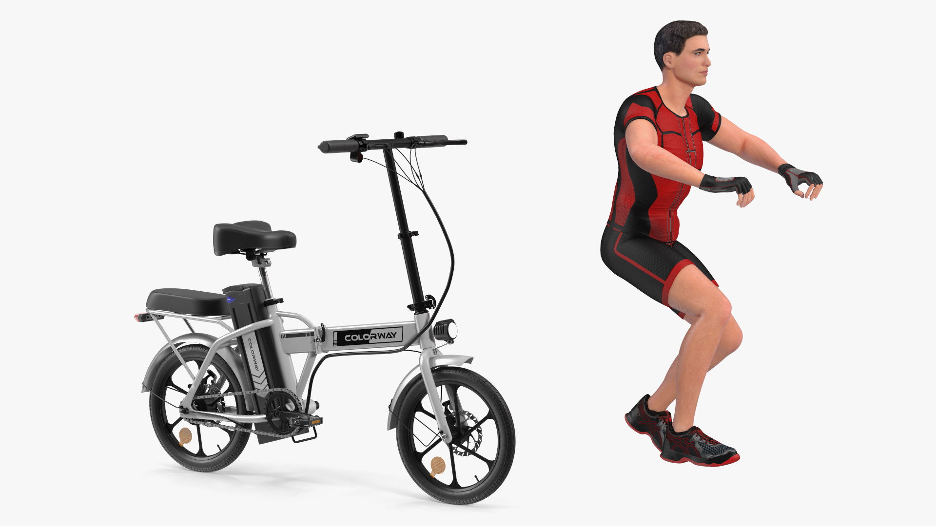 Cyclist on White Electric Colorway Bike 3D model