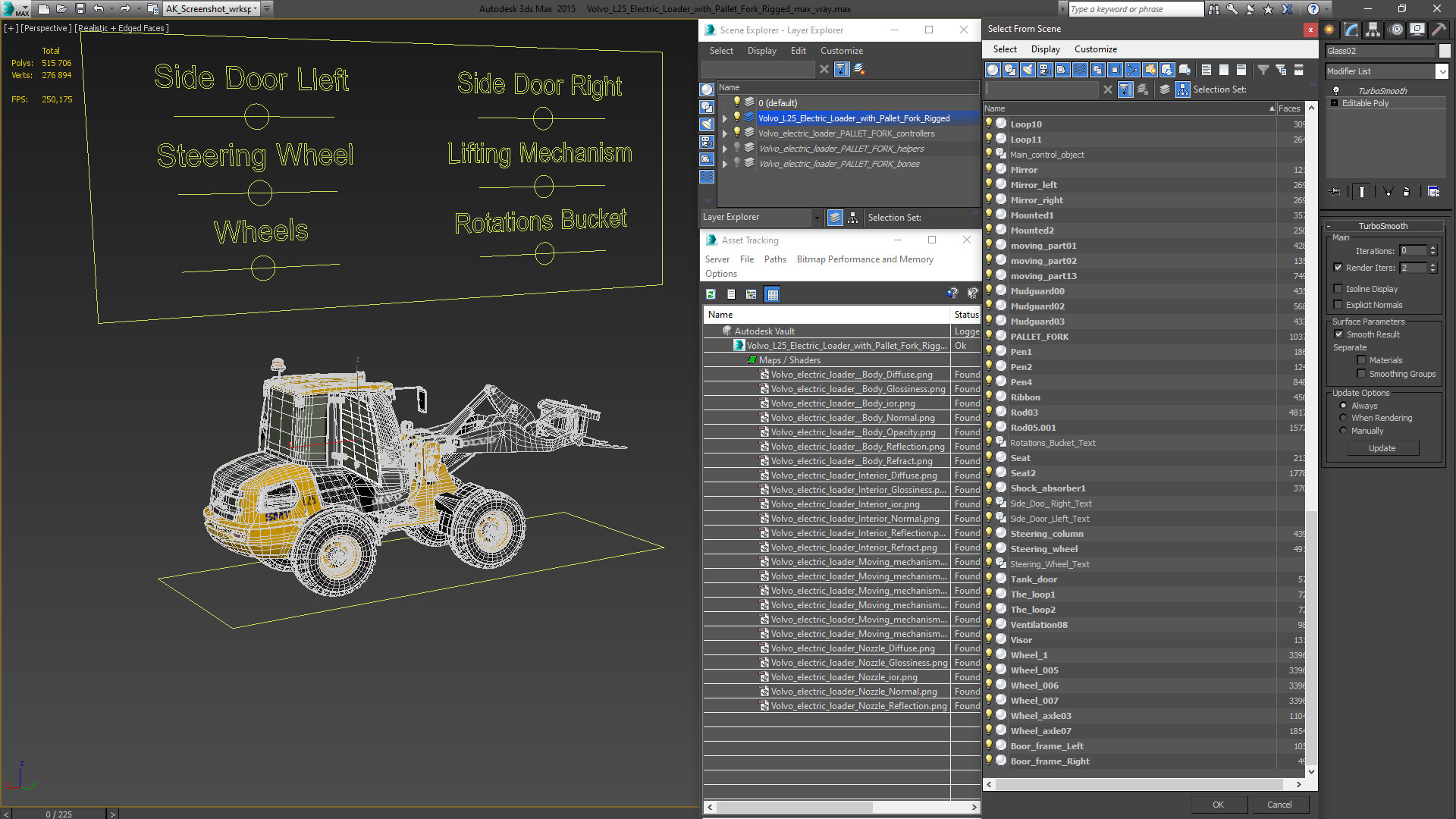 Volvo L25 Electric Loader with Pallet Fork Rigged 3D model