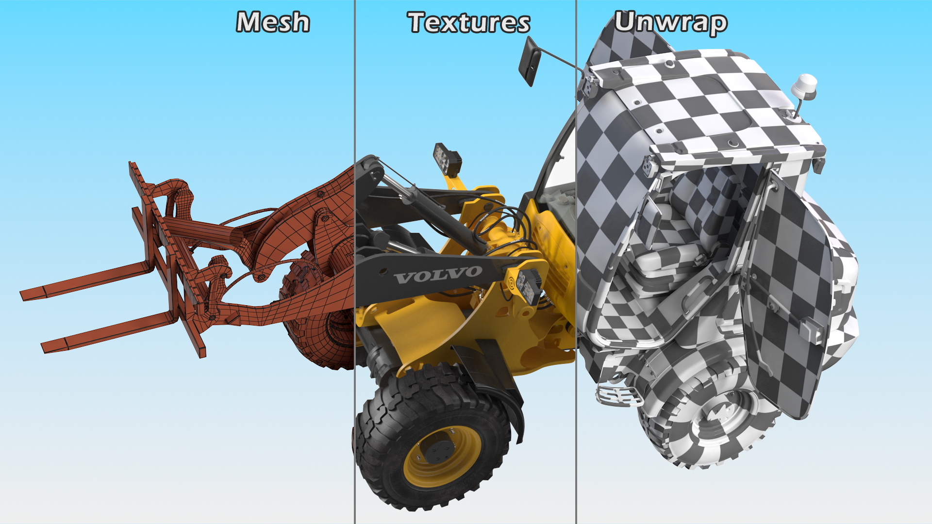 Volvo L25 Electric Loader with Pallet Fork Rigged 3D model