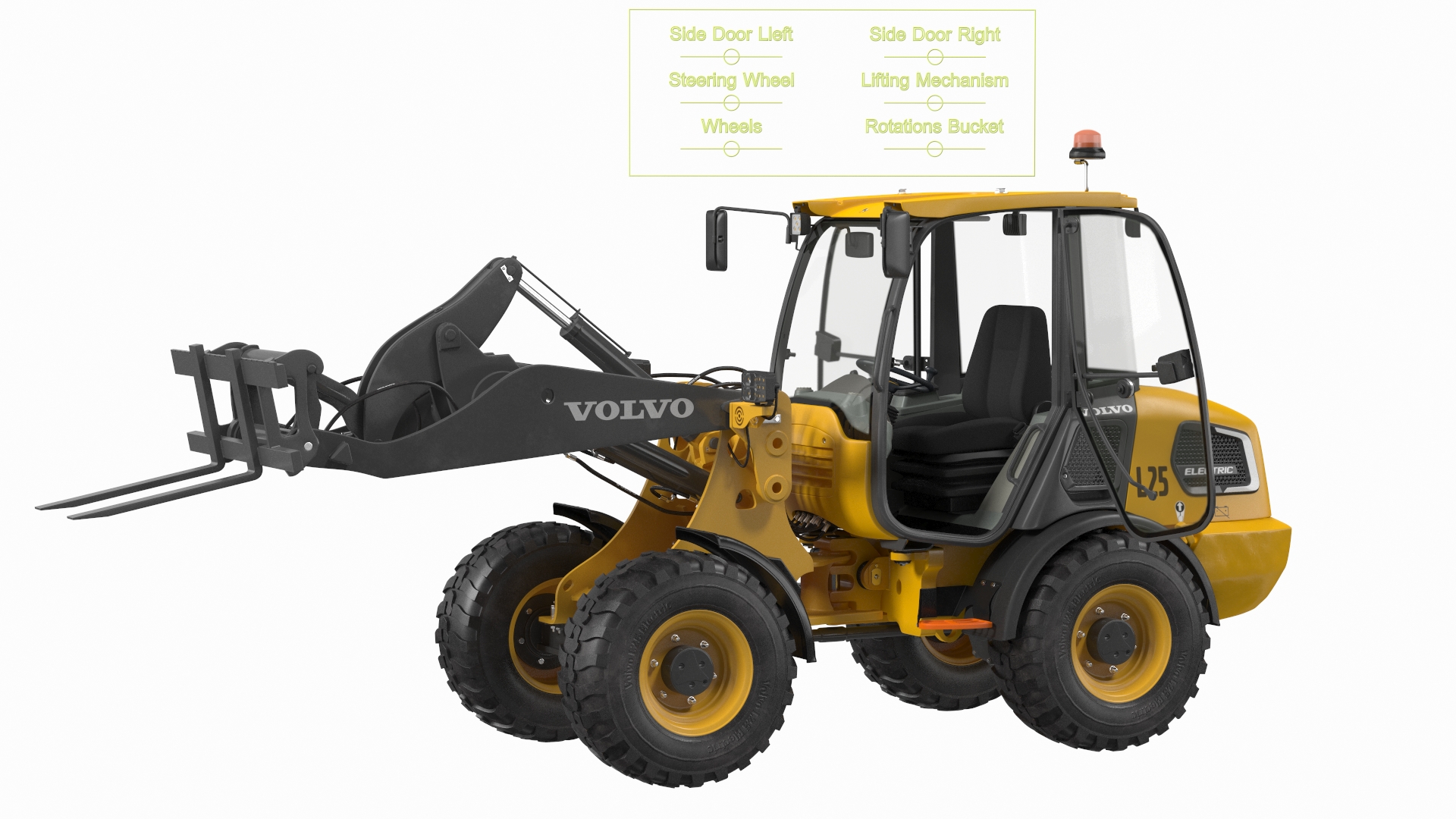 Volvo L25 Electric Loader with Pallet Fork Rigged 3D model