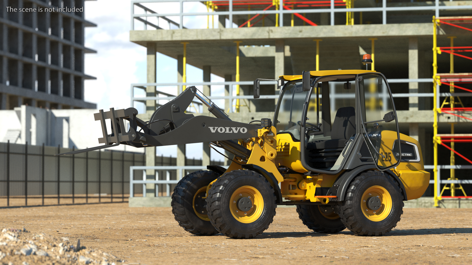 Volvo L25 Electric Loader with Pallet Fork Rigged 3D model