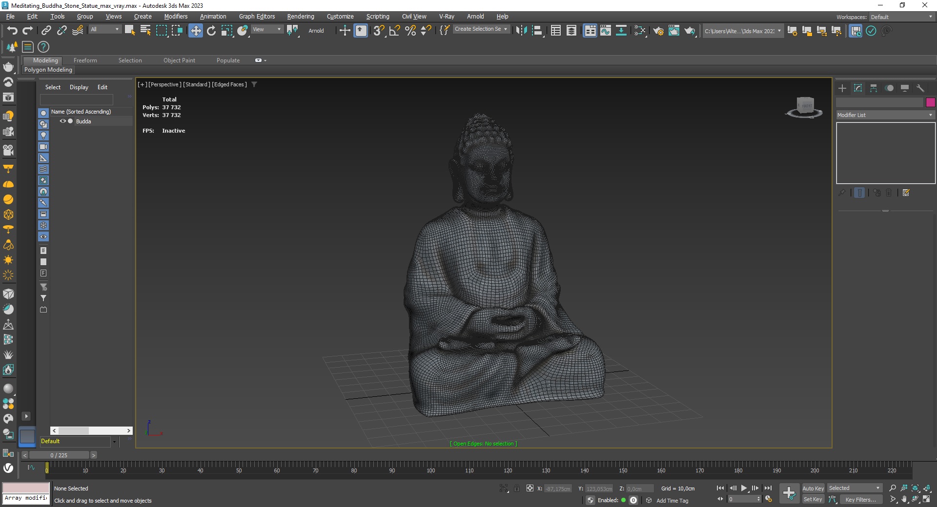 3D Meditating Buddha Stone Statue for 3D Print model