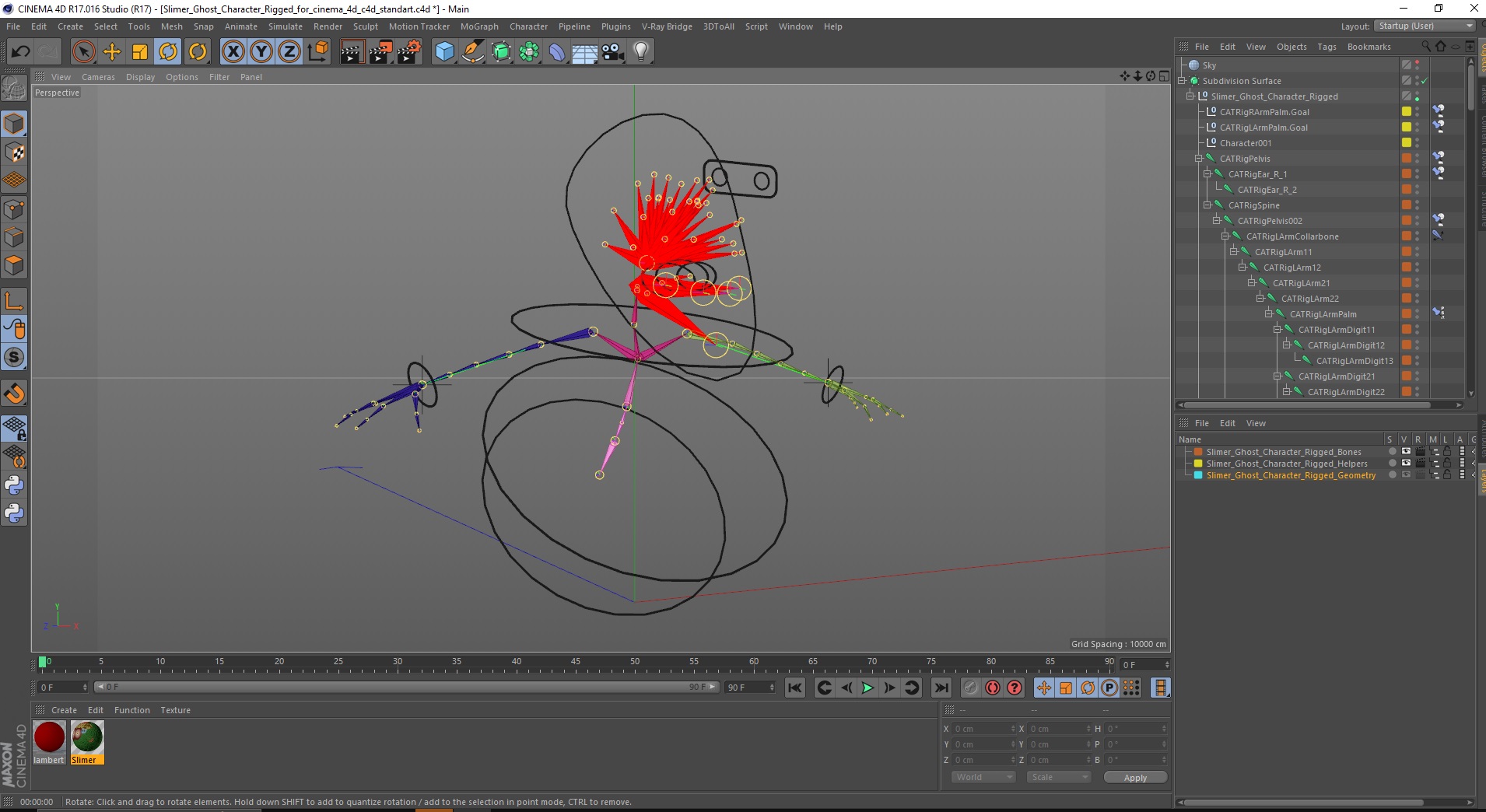 3D Slimer Ghost Character Rigged for Cinema 4D model