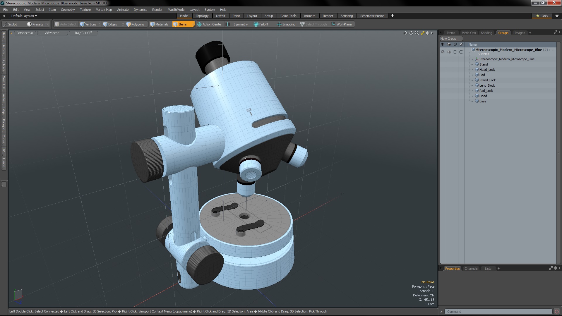 3D model Stereoscopic Modern Microscope Blue