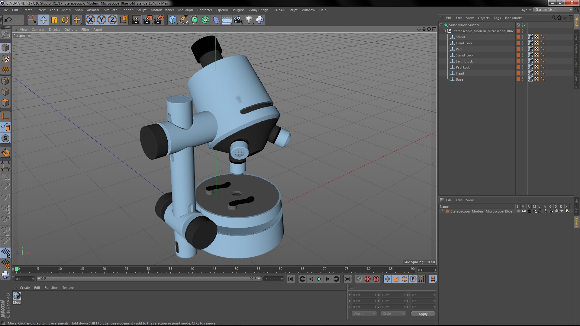 3D model Stereoscopic Modern Microscope Blue
