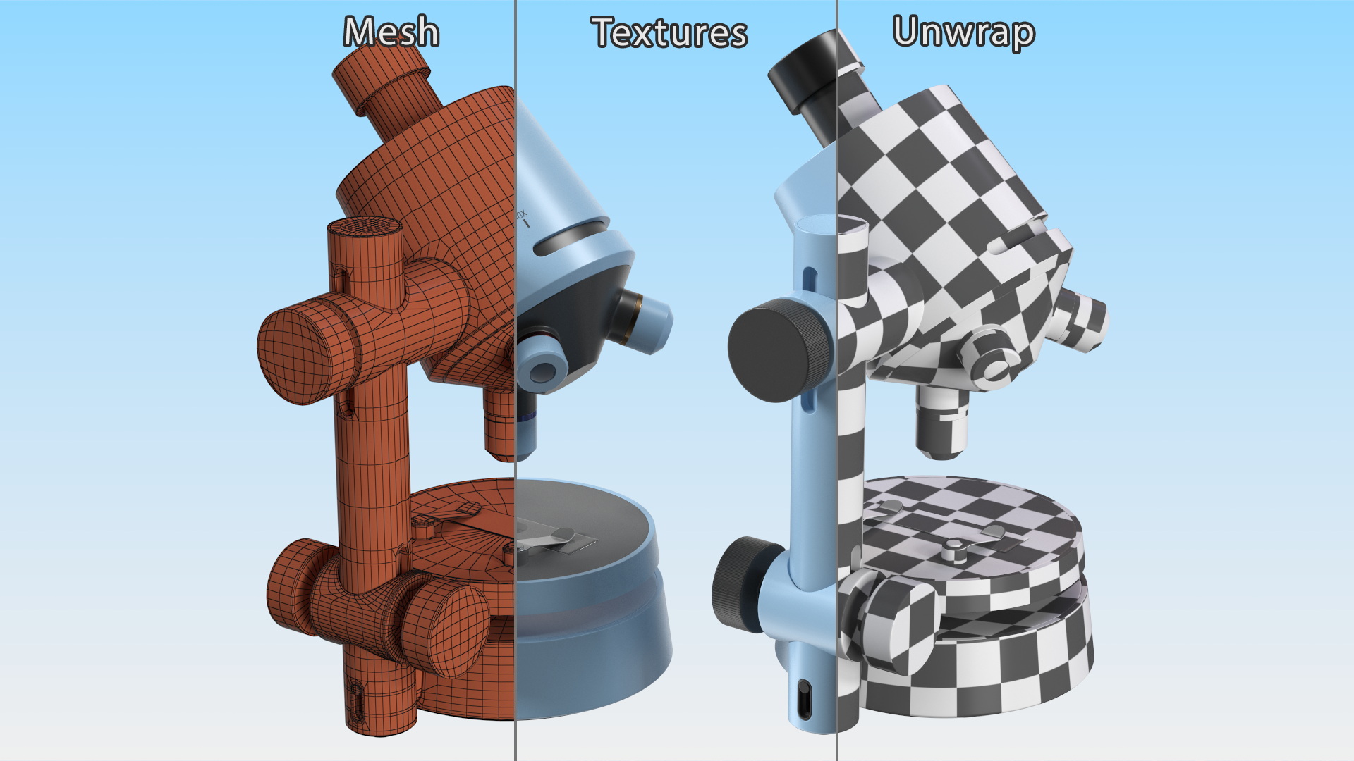 3D model Stereoscopic Modern Microscope Blue