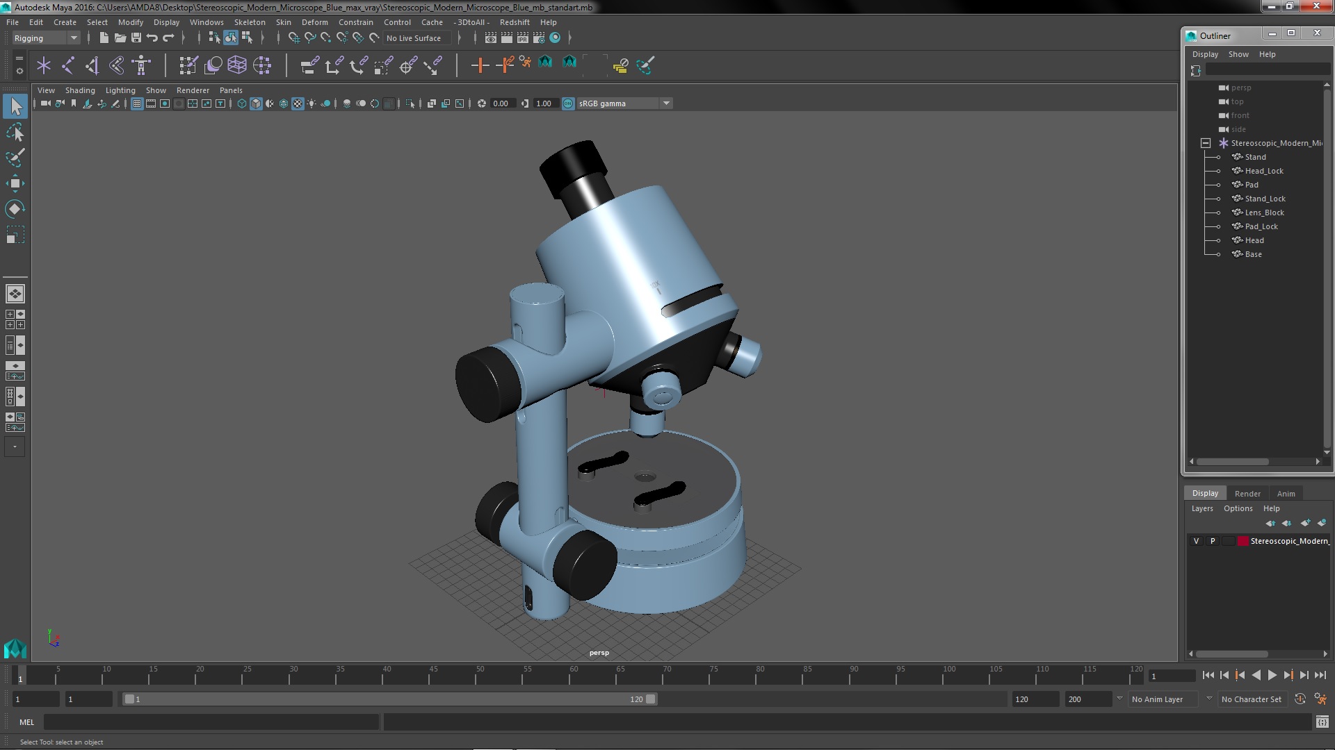 3D model Stereoscopic Modern Microscope Blue