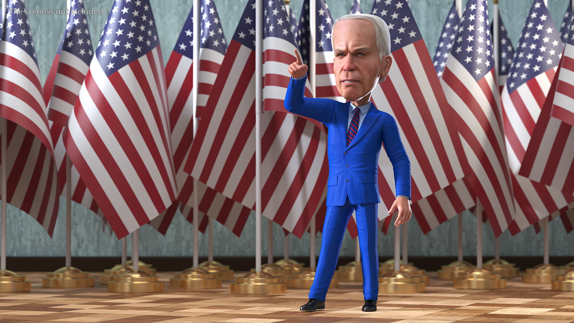 3D Cartoon Joe Biden Pointing Pose
