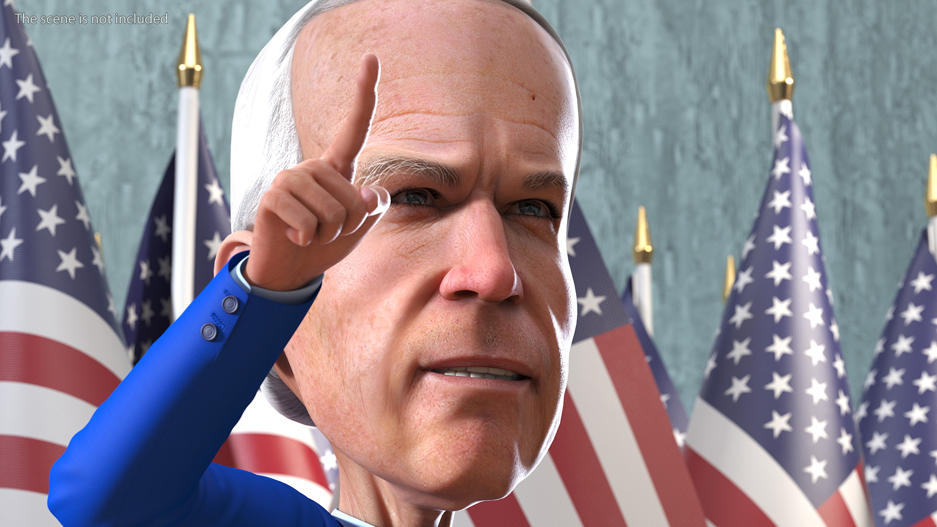 3D Cartoon Joe Biden Pointing Pose
