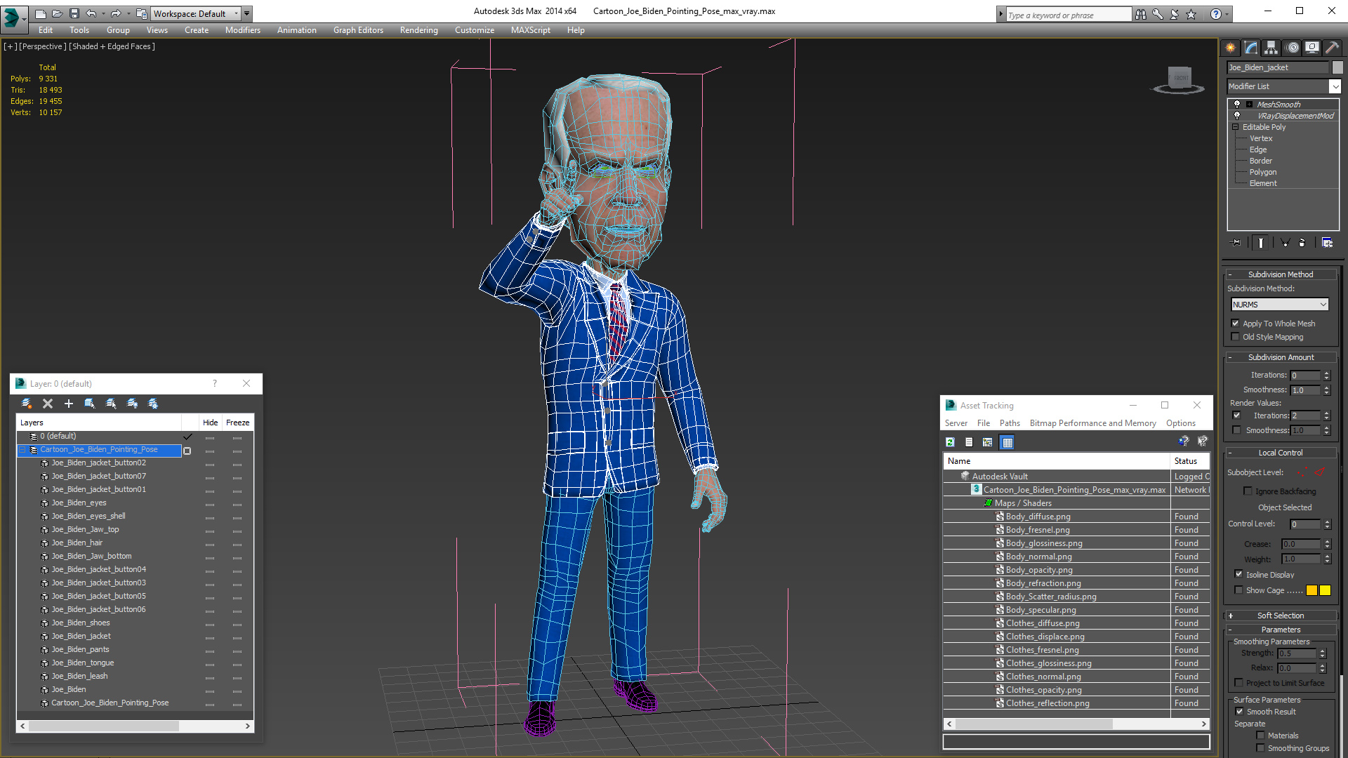 3D Cartoon Joe Biden Pointing Pose