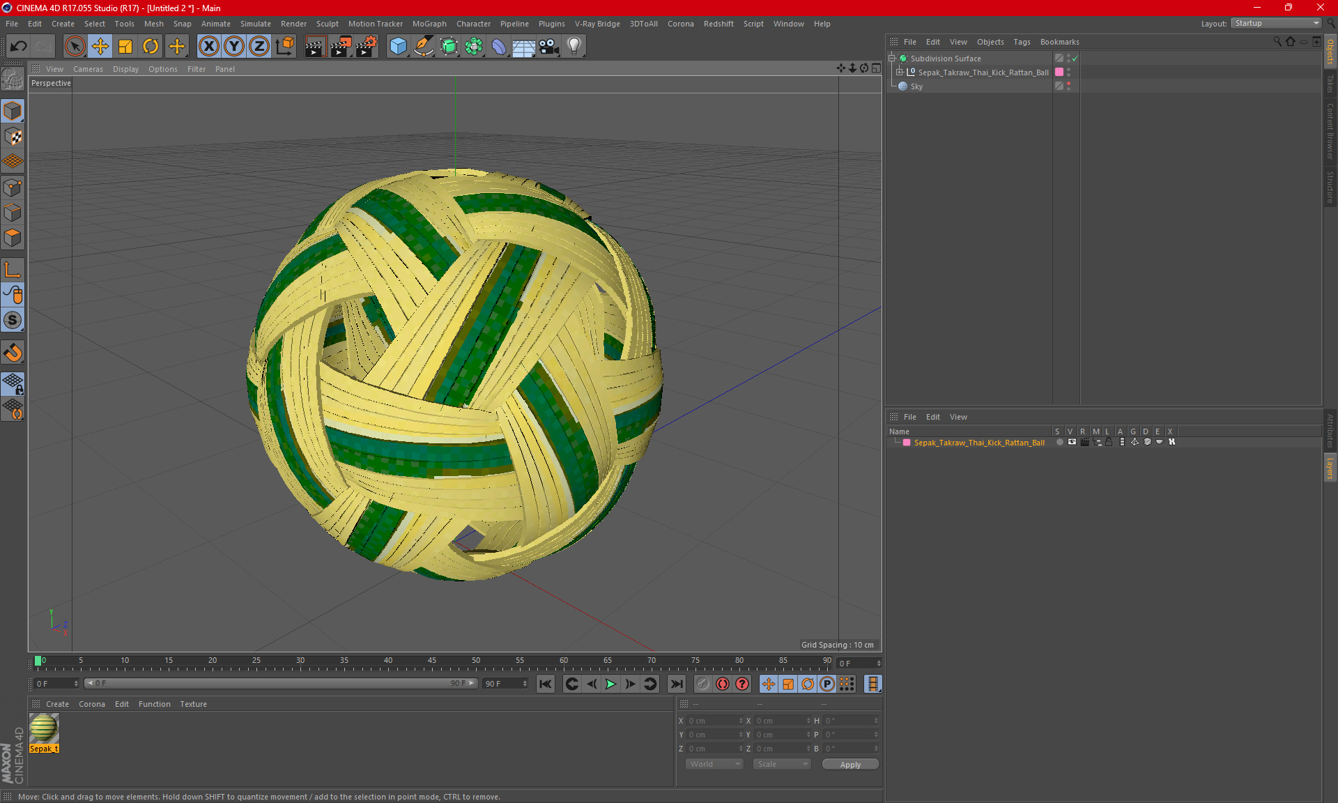 Sepak Takraw Thai Kick Rattan Ball 3D model