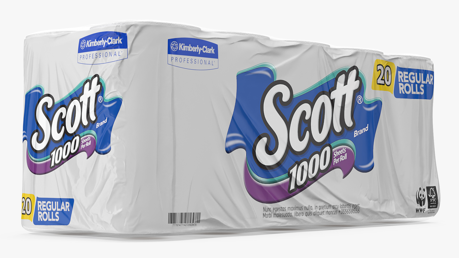 Scott Regular Roll Bath Tissue 20 Rolls 3D model
