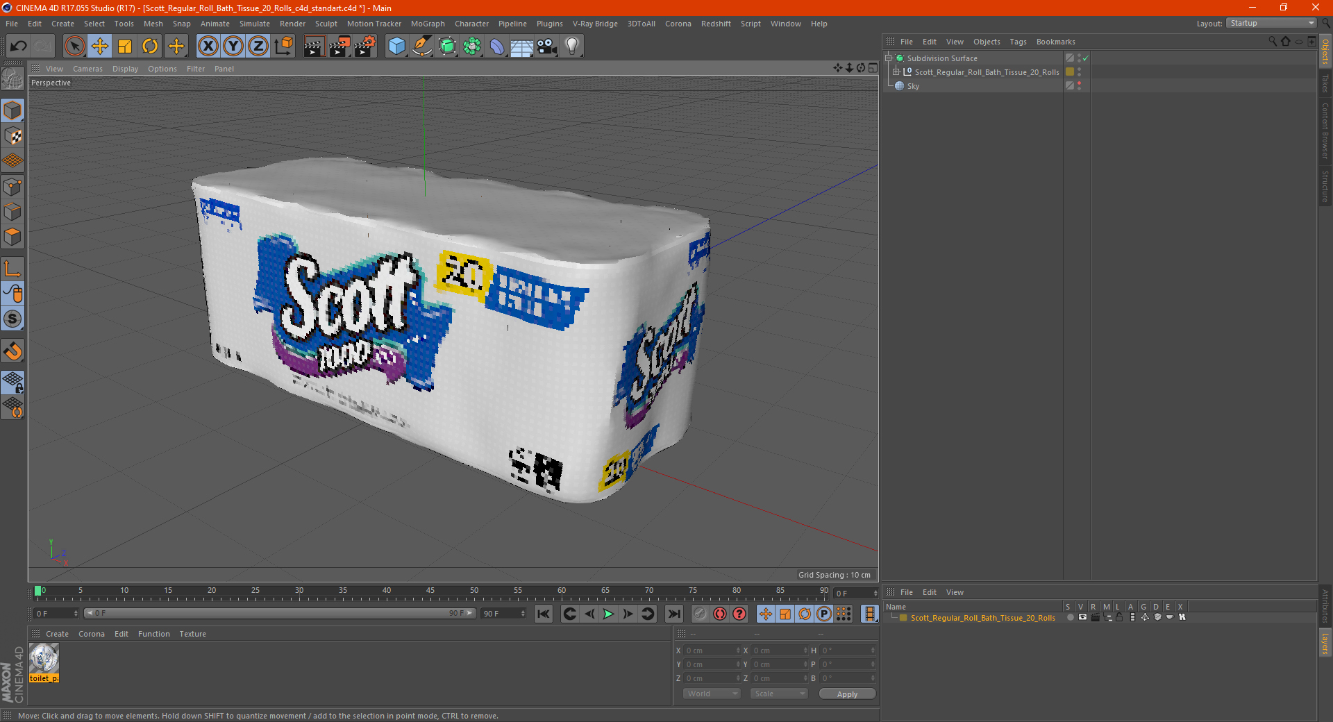 Scott Regular Roll Bath Tissue 20 Rolls 3D model