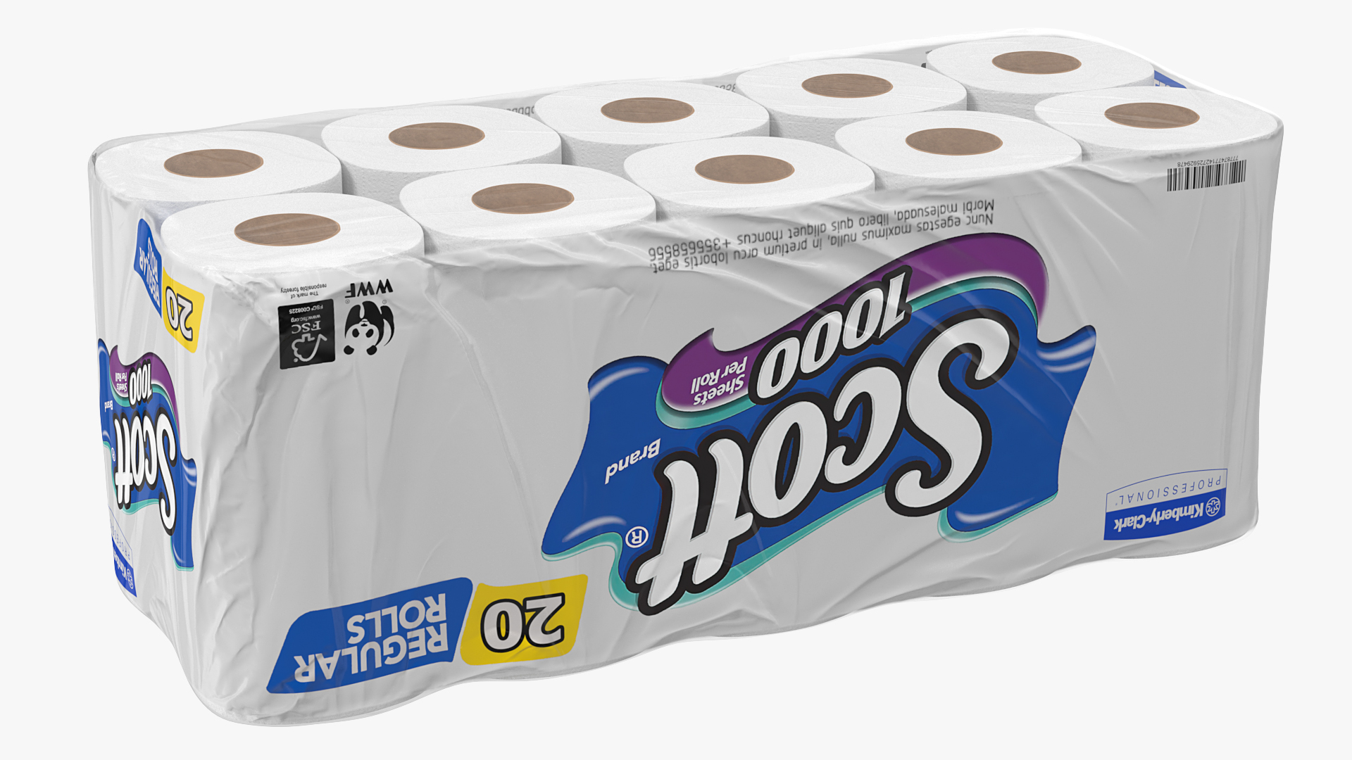Scott Regular Roll Bath Tissue 20 Rolls 3D model