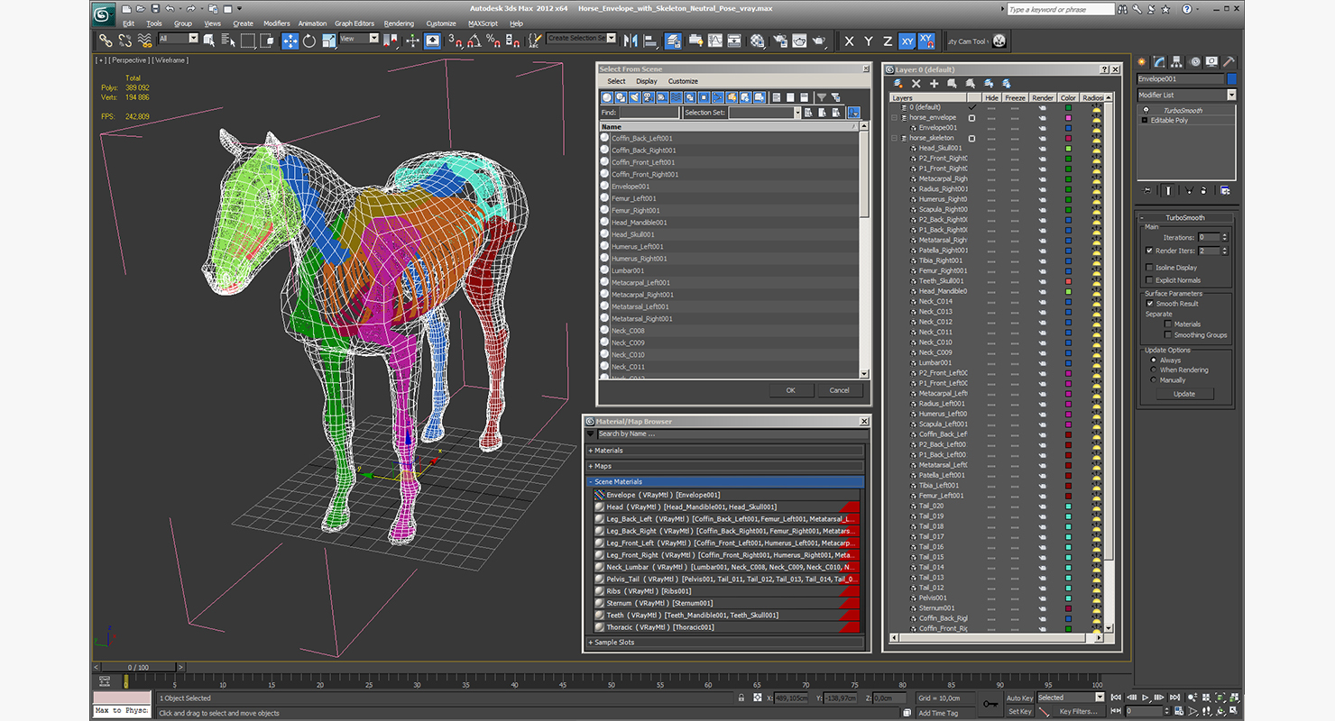 3D Horse Envelope with Skeleton Neutral Pose