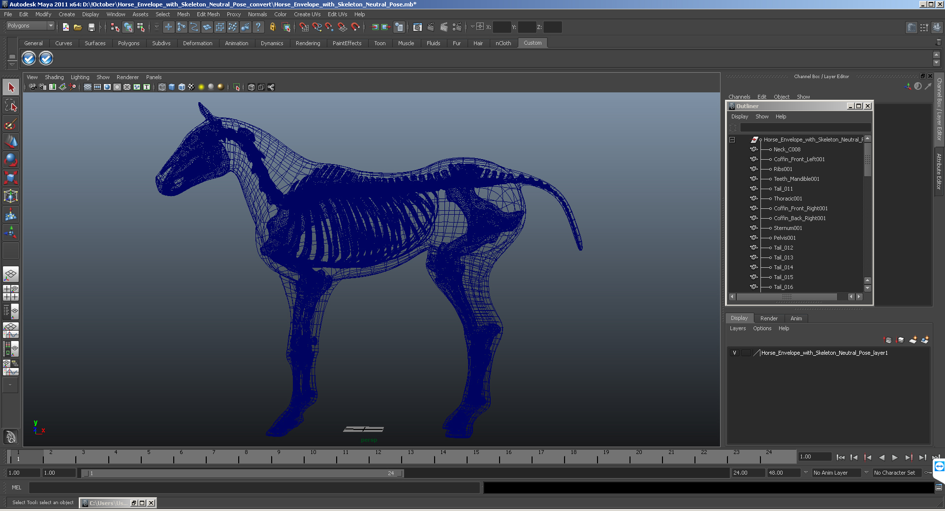 3D Horse Envelope with Skeleton Neutral Pose