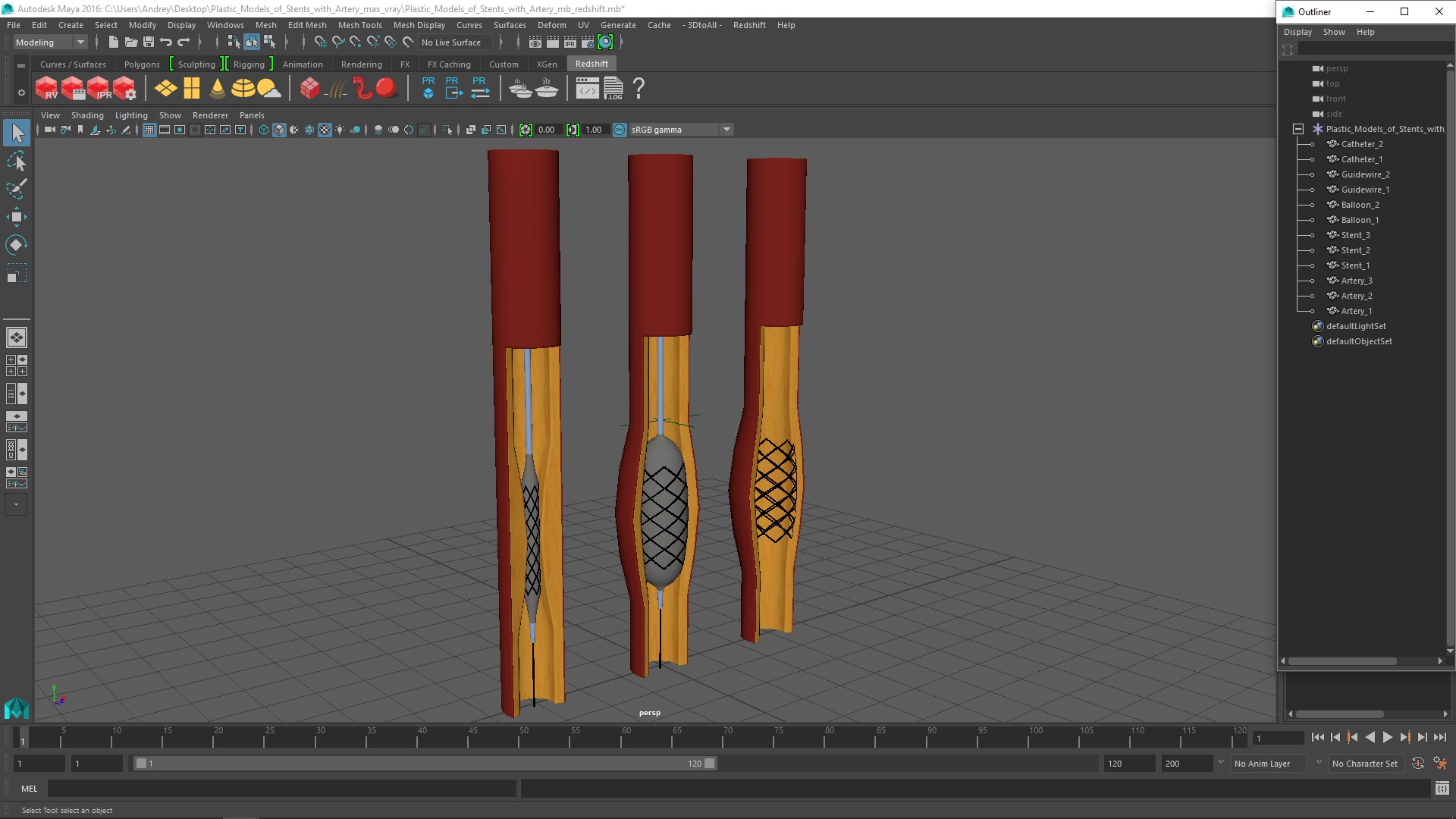 3D Plastic Models of Stents with Artery