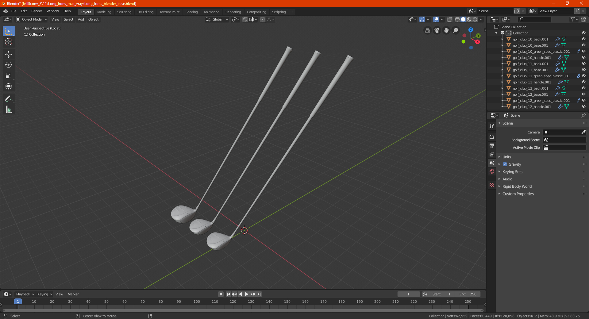 3D model Long Irons