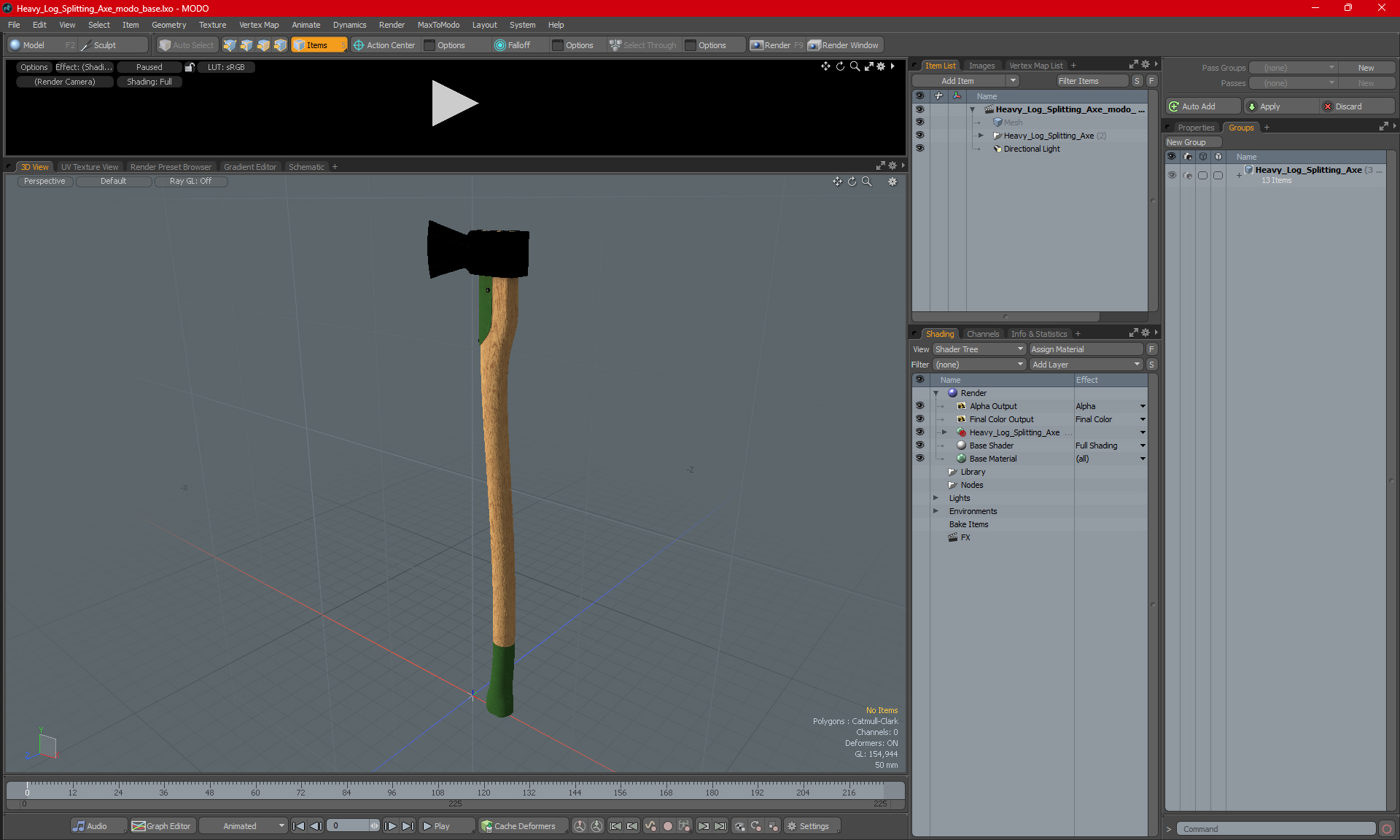 3D Heavy Log Splitting Axe model