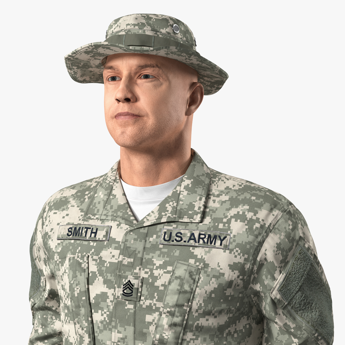 US Soldier Standing at Attention Fur 3D Model, view 5