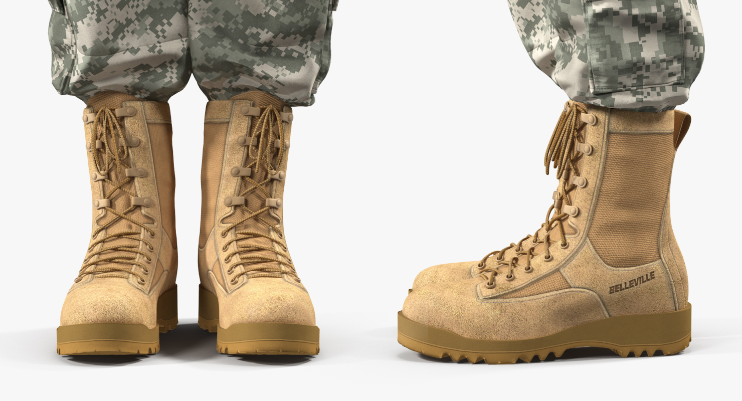 3D US Soldier Standing at Attention Fur