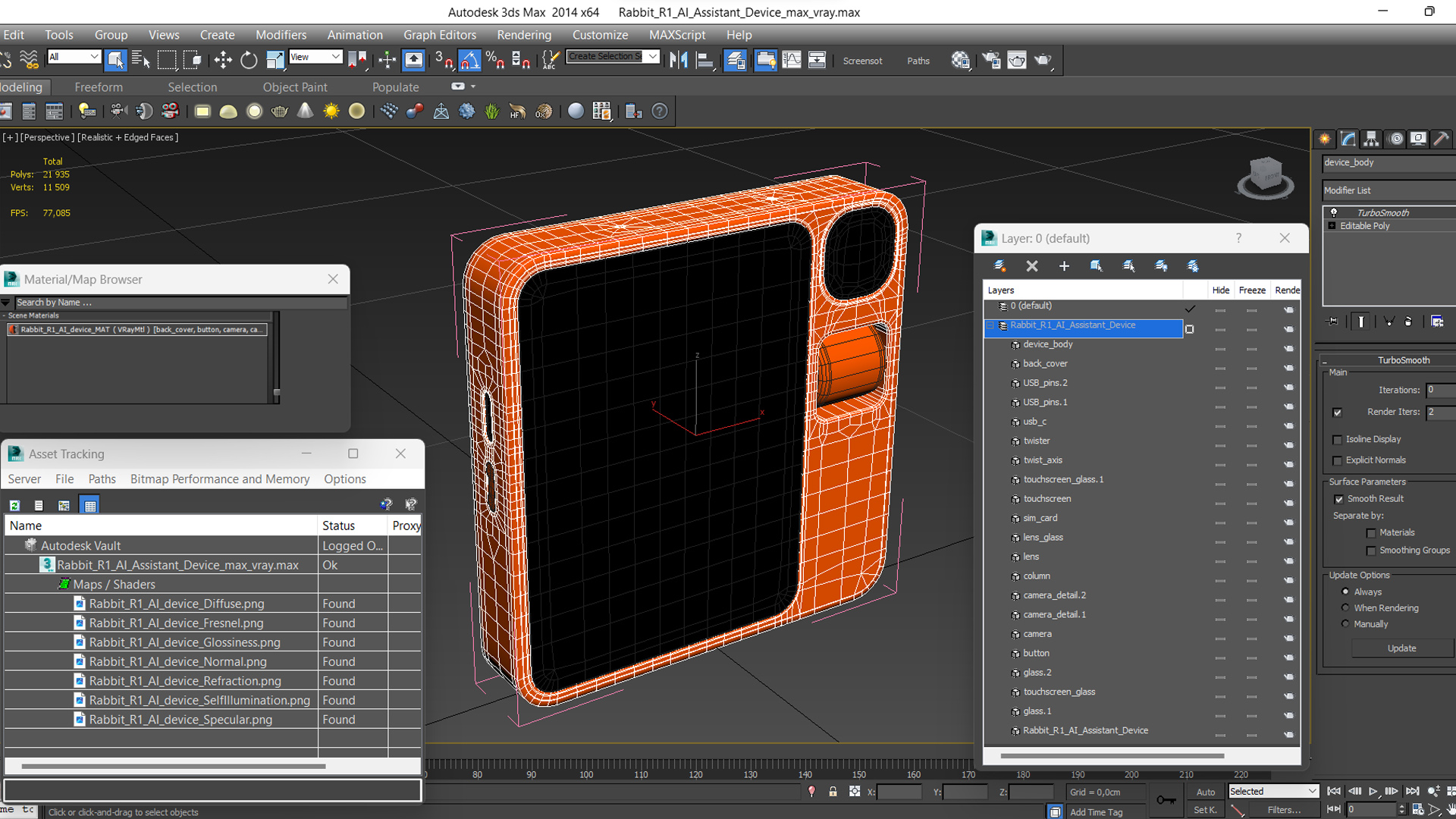Rabbit R1 AI Assistant Device 3D model