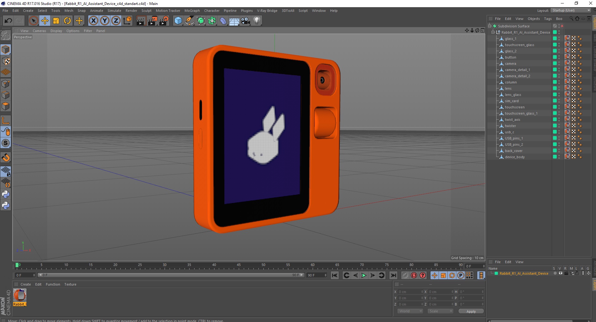 Rabbit R1 AI Assistant Device 3D model