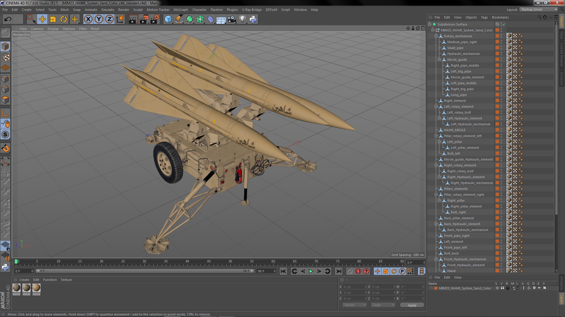 3D MIM23 HAWK System Sand Color model