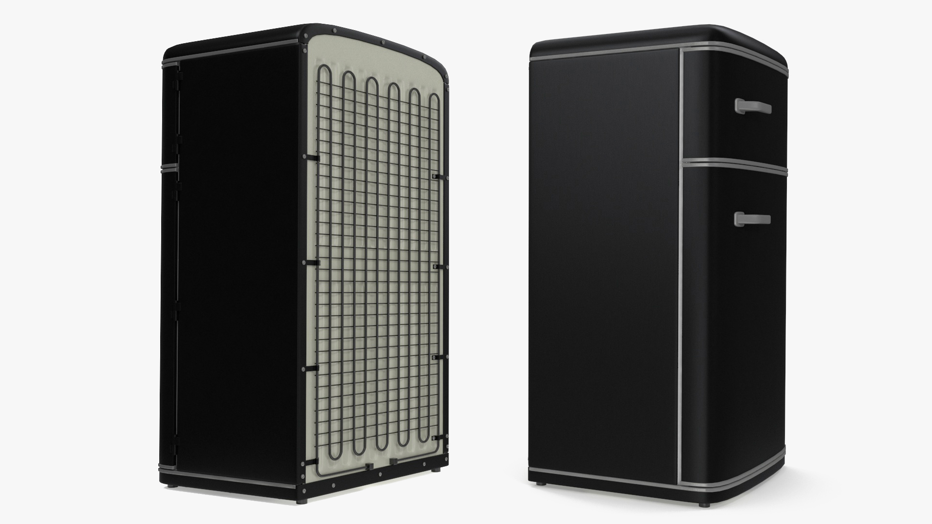 3D Retro Top Mount Fridge Freezer Black