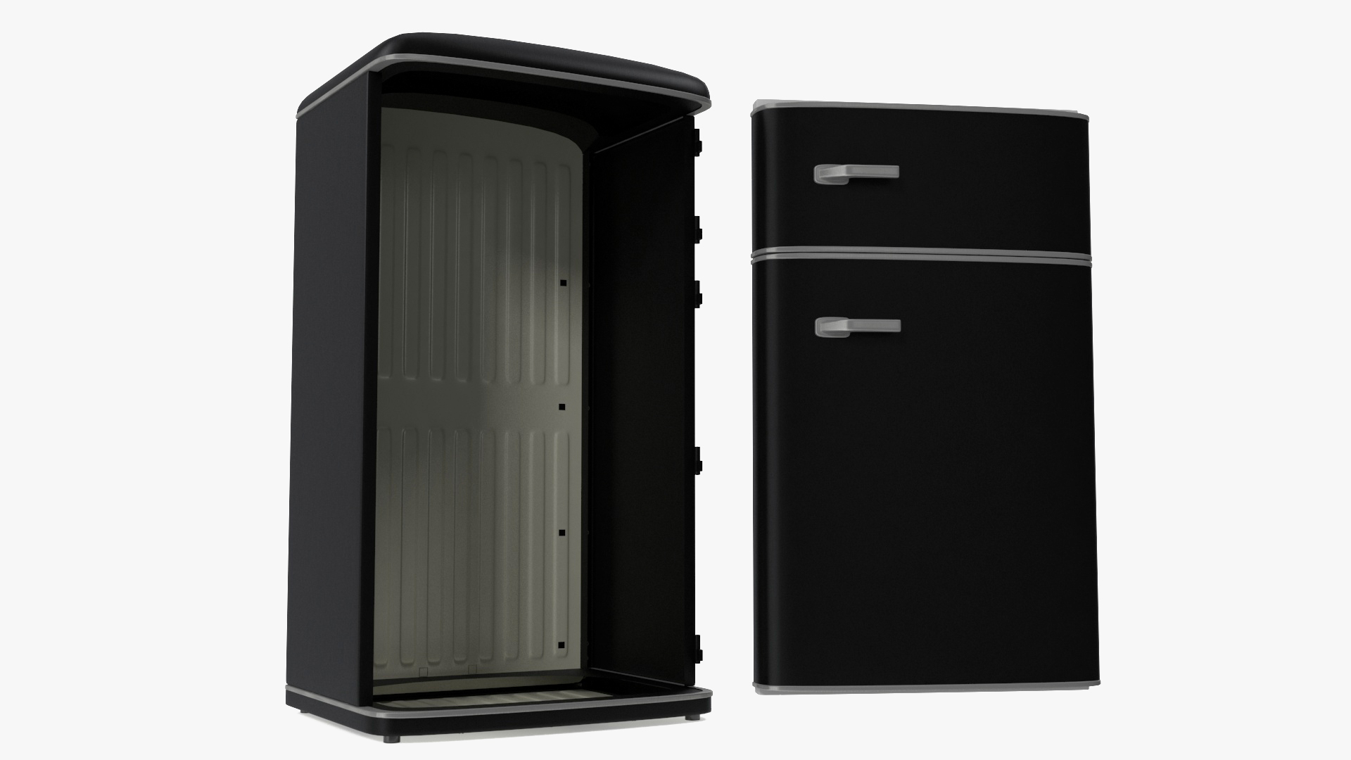 3D Retro Top Mount Fridge Freezer Black