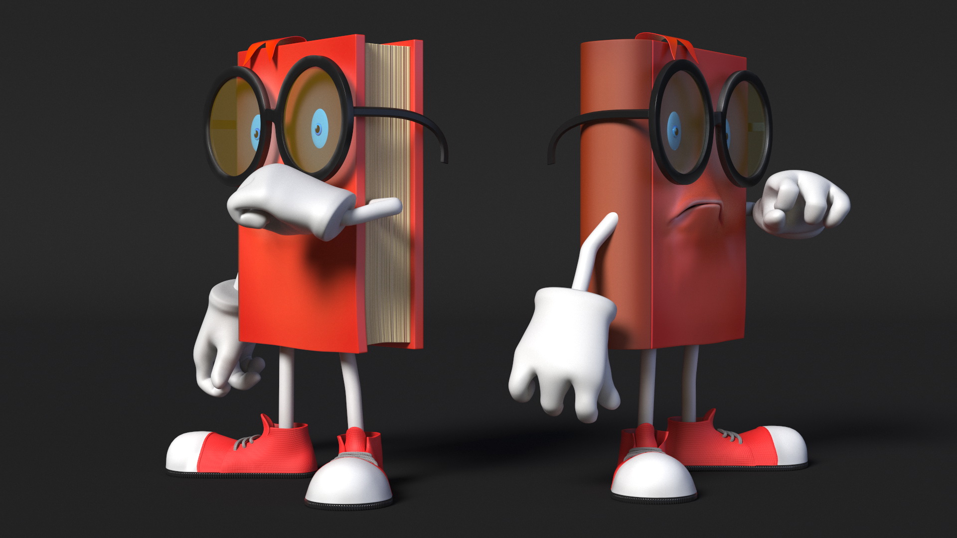 3D model Sad Cartoon Book Red