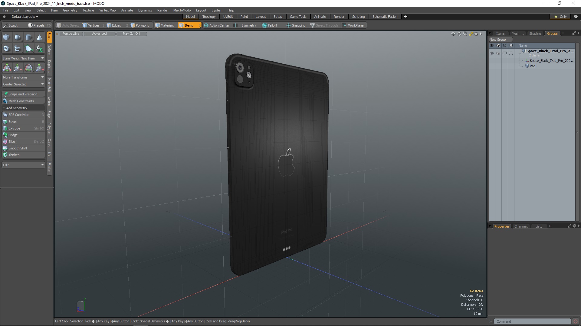 3D Space Black IPad Pro 2024 11 Inch model