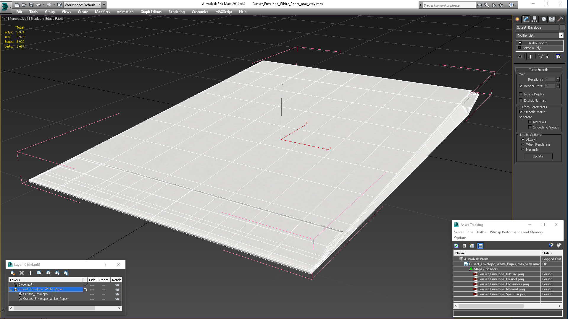 Gusset Envelope White Paper 3D