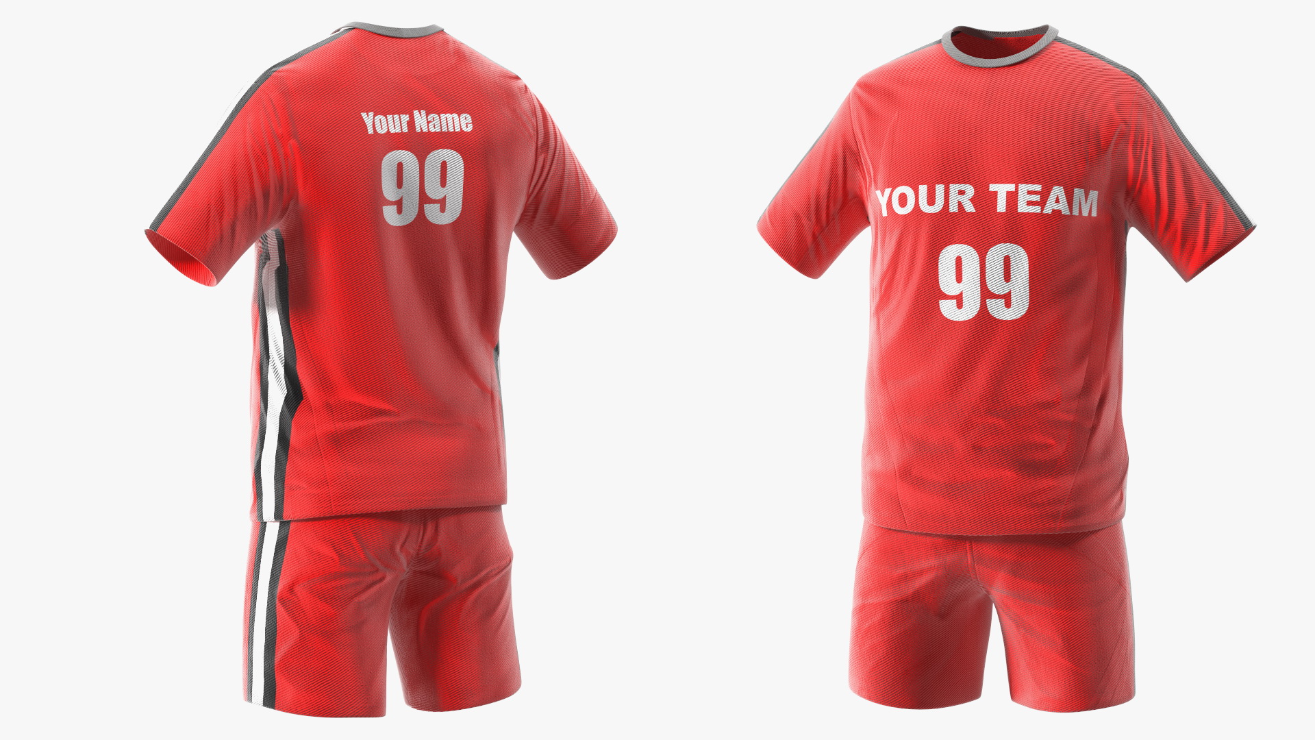 3D Soccer Uniform Red Your Team model