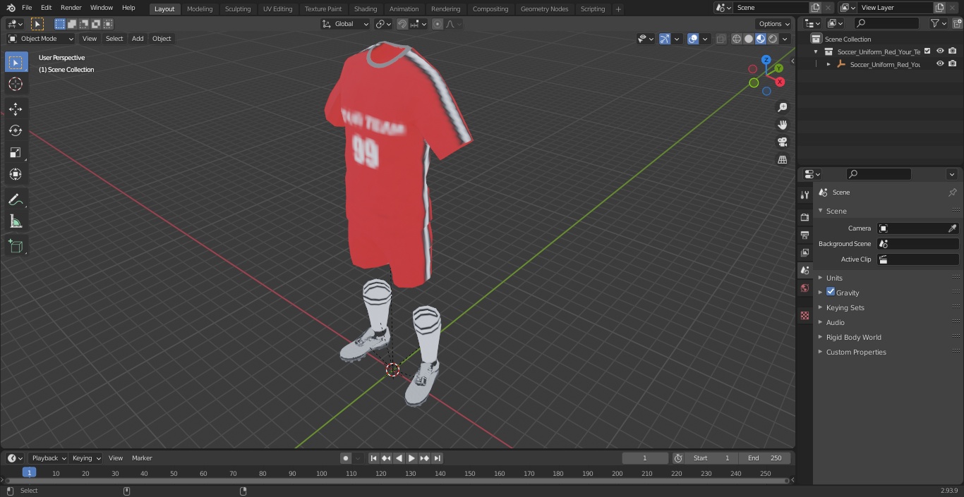3D Soccer Uniform Red Your Team model
