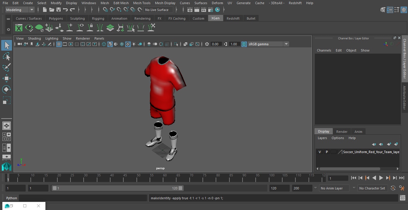 3D Soccer Uniform Red Your Team model