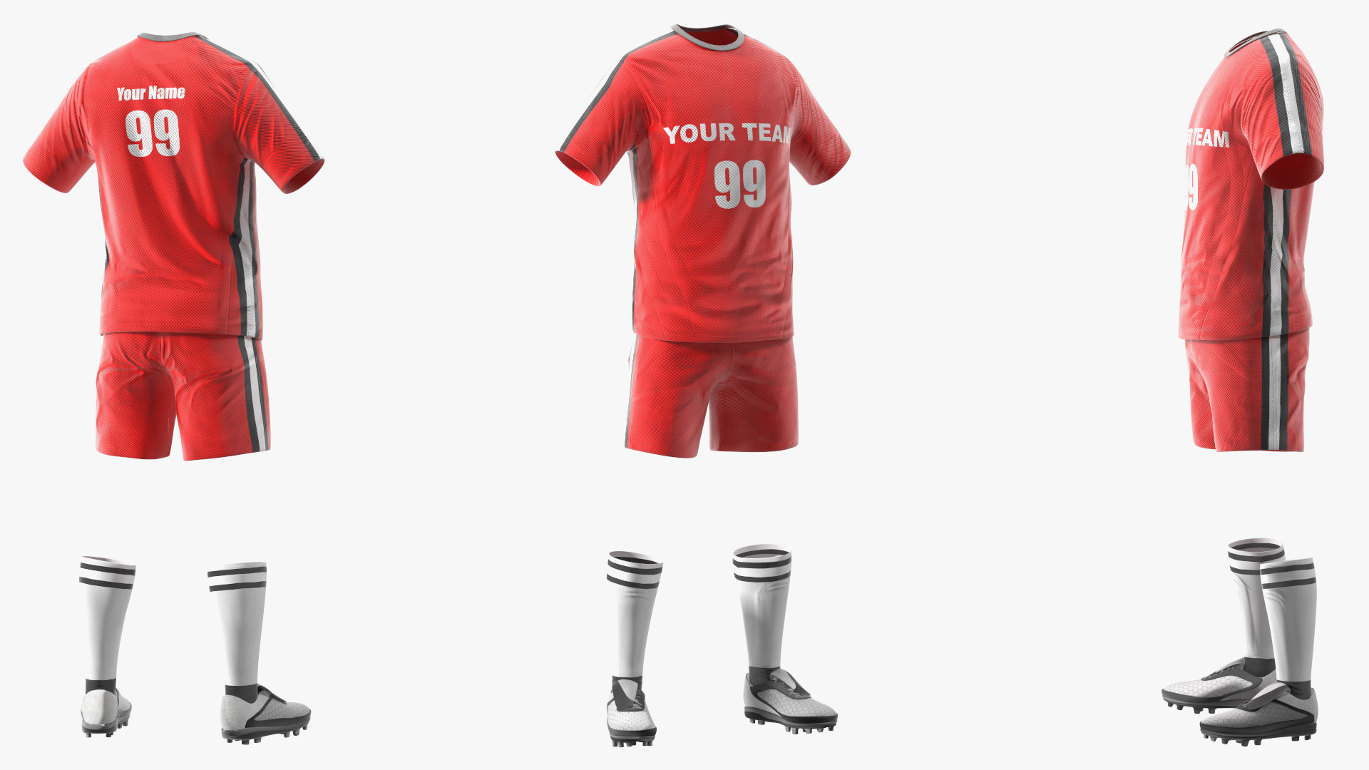 3D Soccer Uniform Red Your Team model