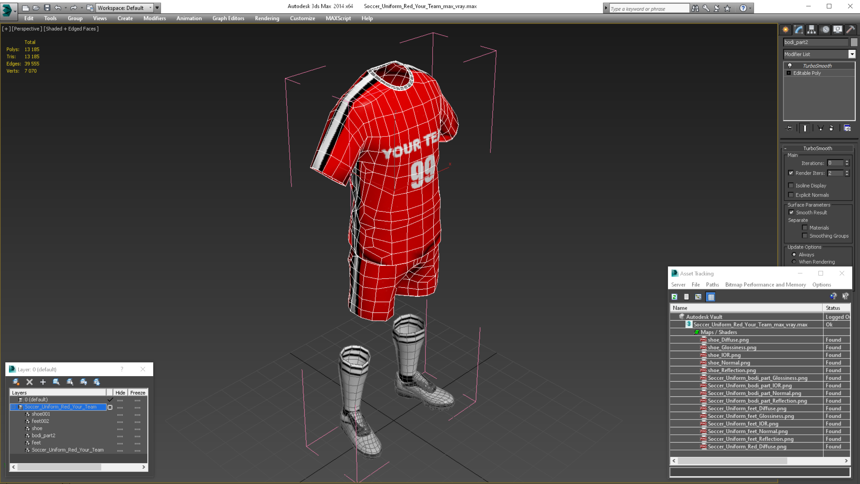 3D Soccer Uniform Red Your Team model