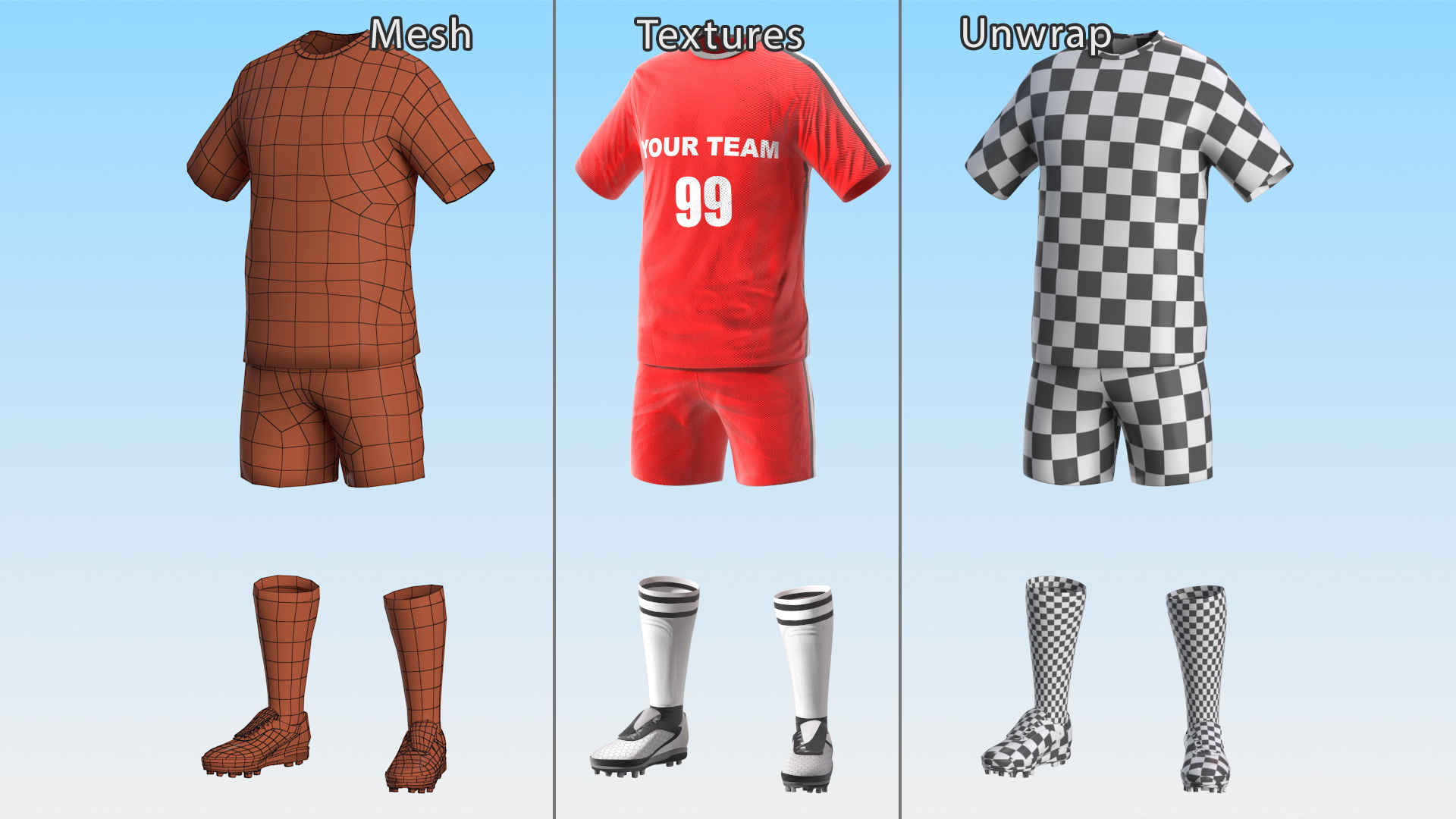 3D Soccer Uniform Red Your Team model