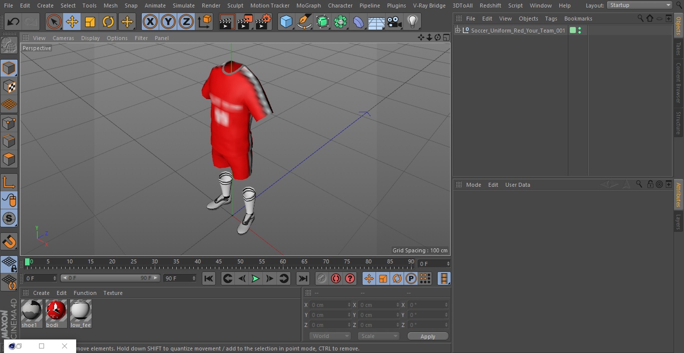 3D Soccer Uniform Red Your Team model