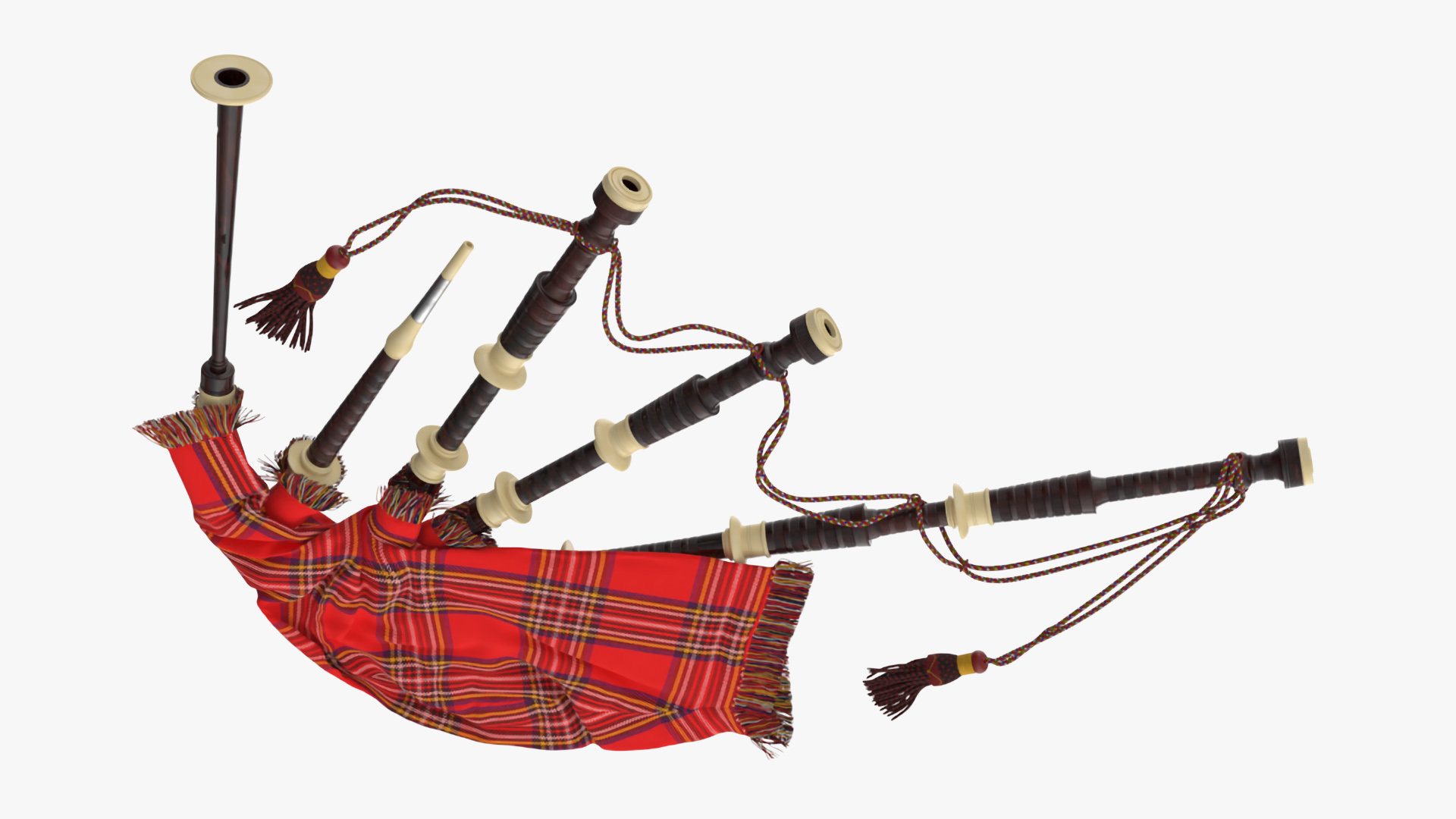 Scottish Bagpipes Instrument Red 3D