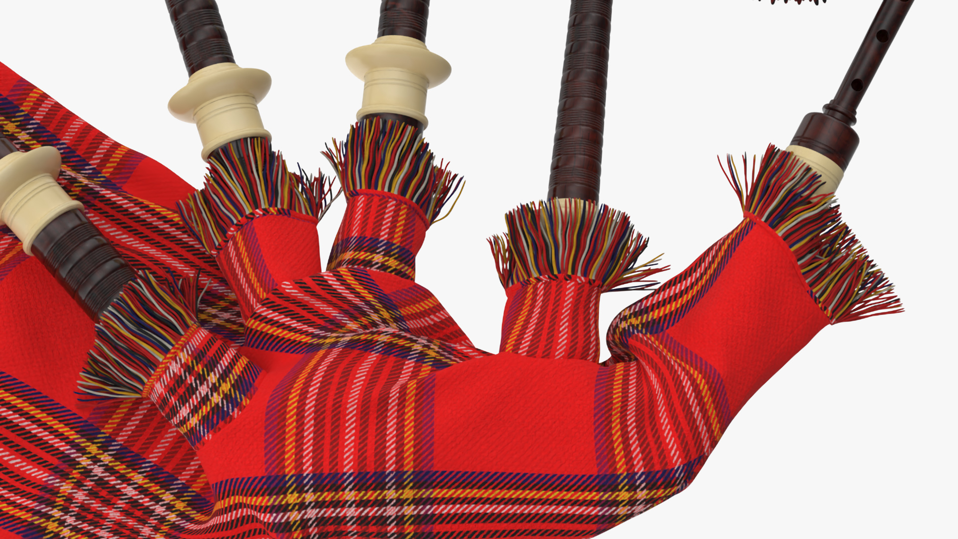 Scottish Bagpipes Instrument Red 3D