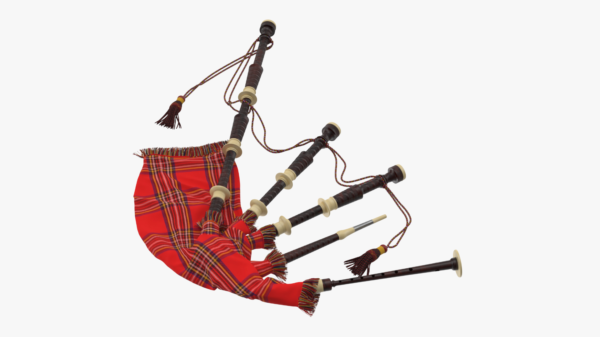 Scottish Bagpipes Instrument Red 3D