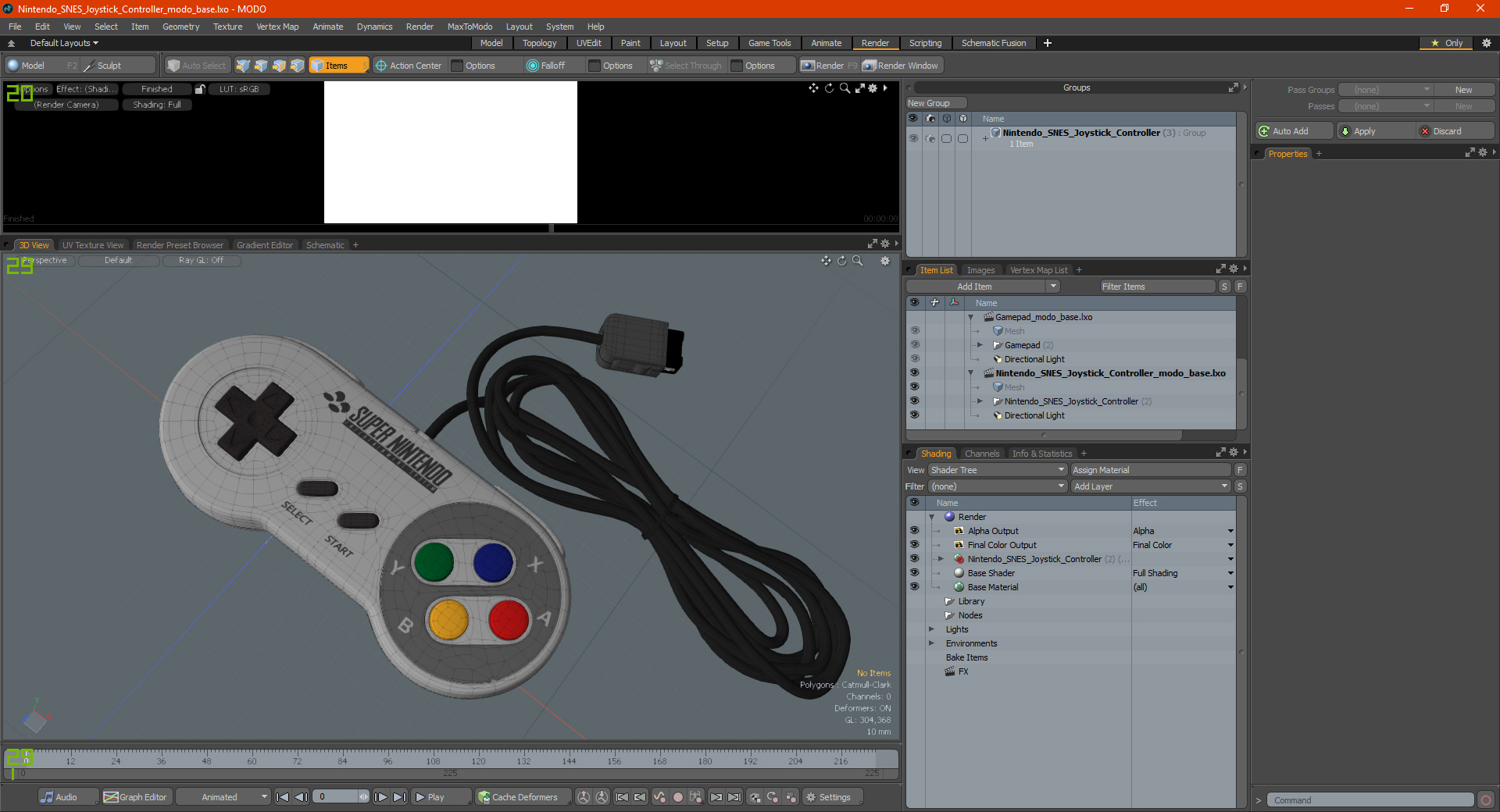 3D Nintendo SNES Joystick Controller model