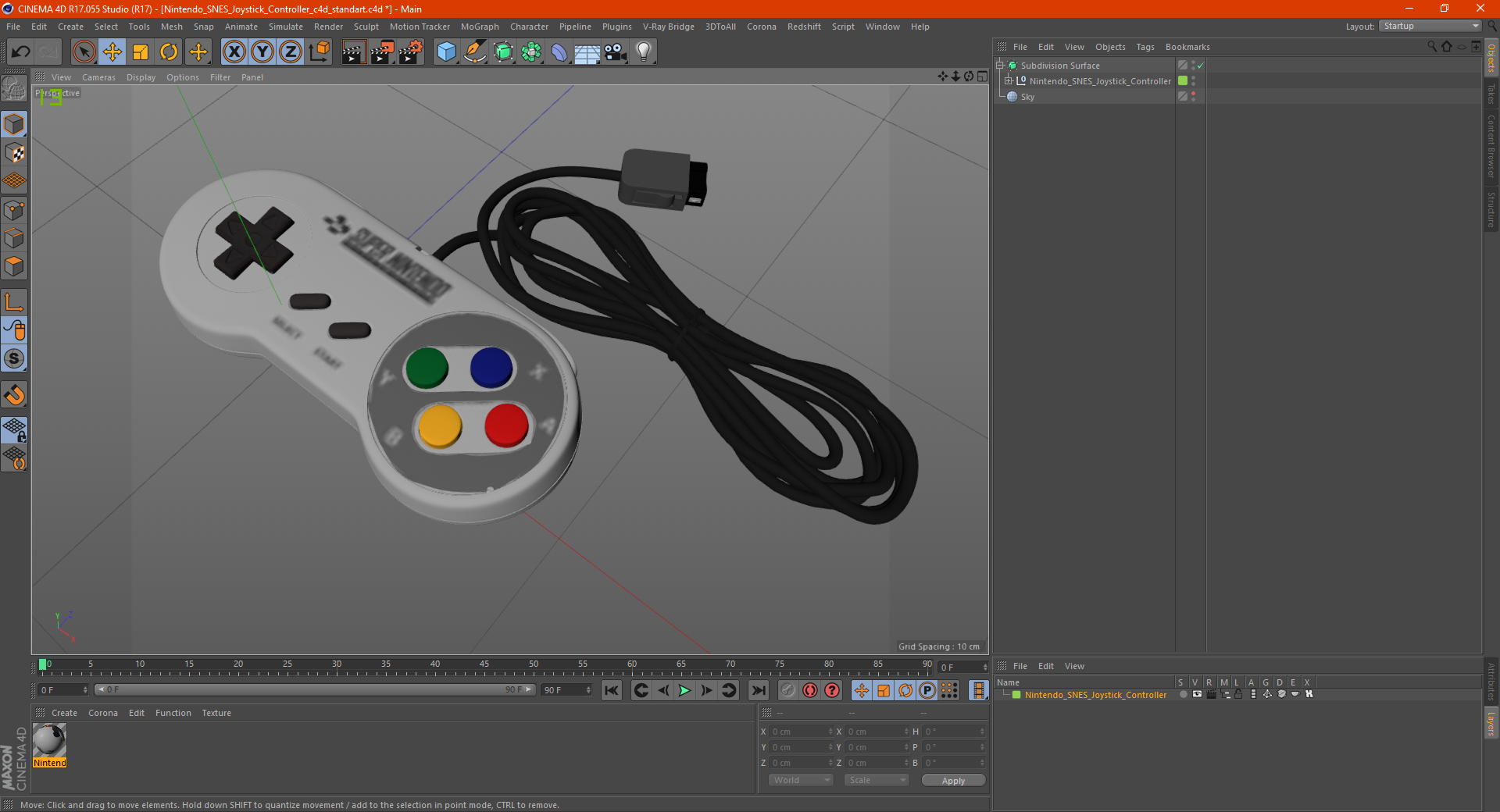 3D Nintendo SNES Joystick Controller model