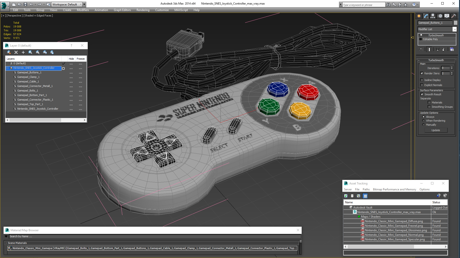3D Nintendo SNES Joystick Controller model